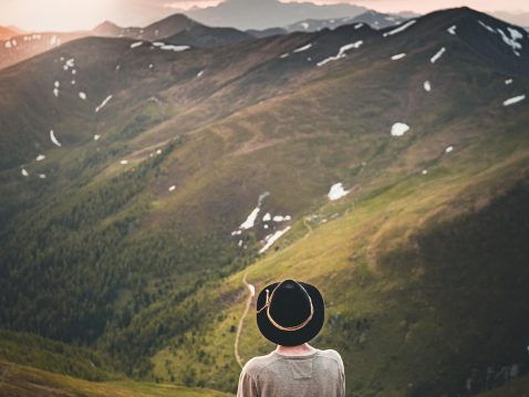 Person sitting with Mountain View